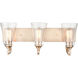 Natalie 3 Light 24 inch Modern Gold Vanity Light Wall Light